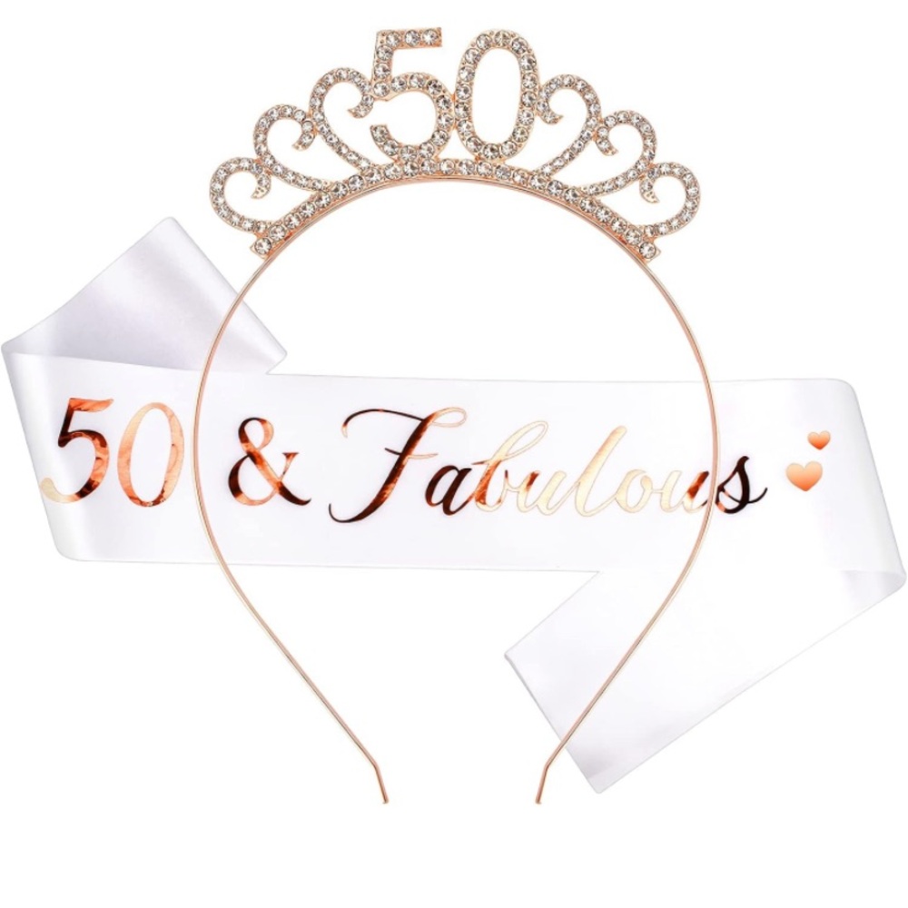 50th Birthday Sash and Tiara Set